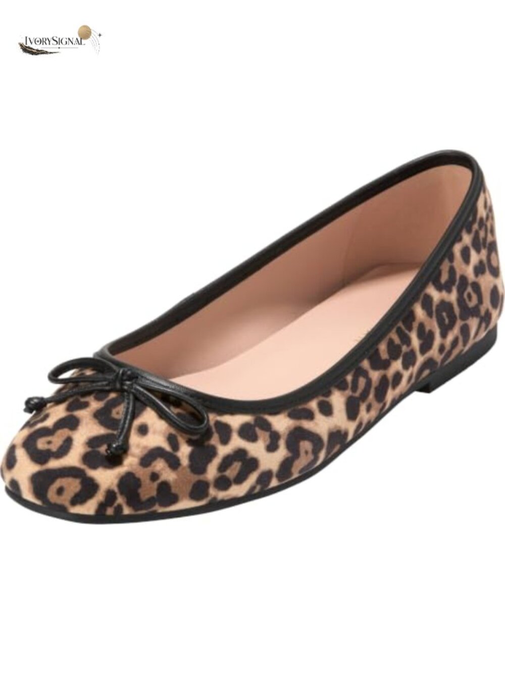 Square Toe Ballet Flat with Bow Detail and Padded Foam Sock Liner